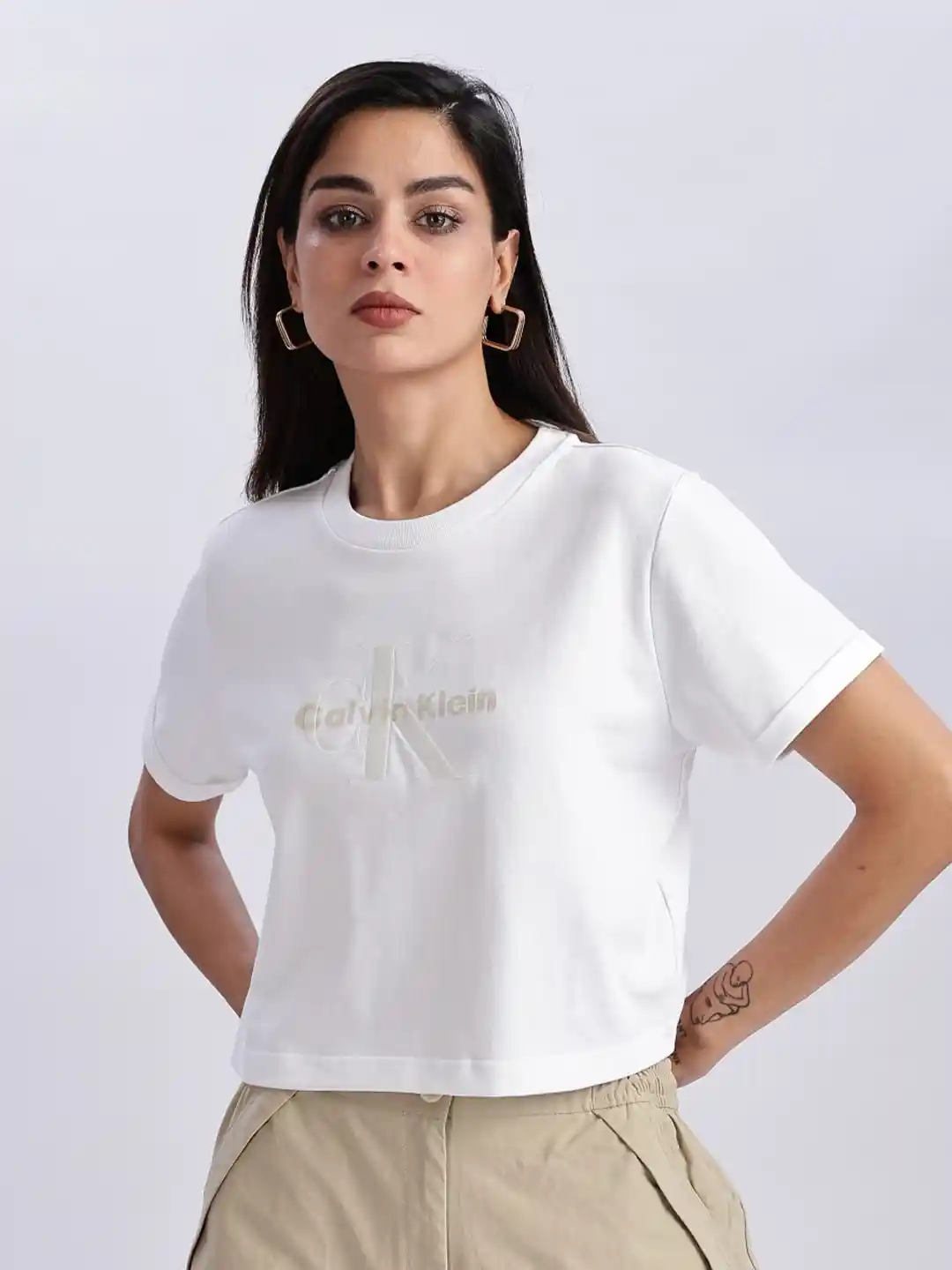 Buy Calvin Klein Jeans Women Brand Logo Printed Organic Cotton T