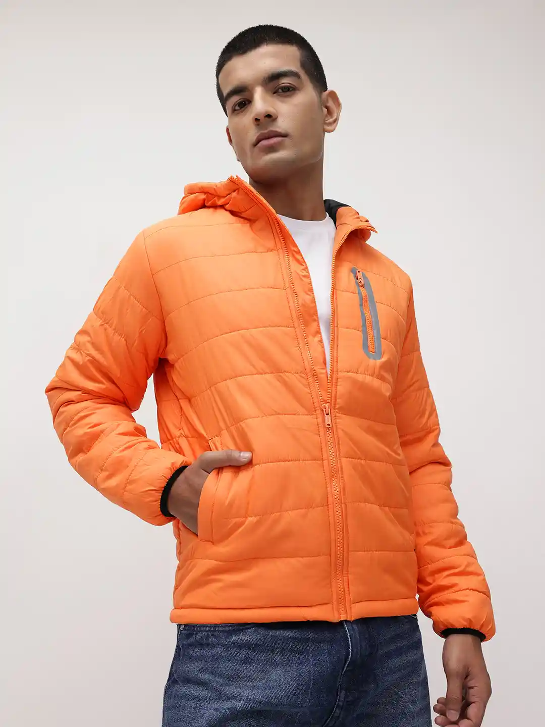 Buy The Roadster Life Hooded Padded Jacket with Zip Detail