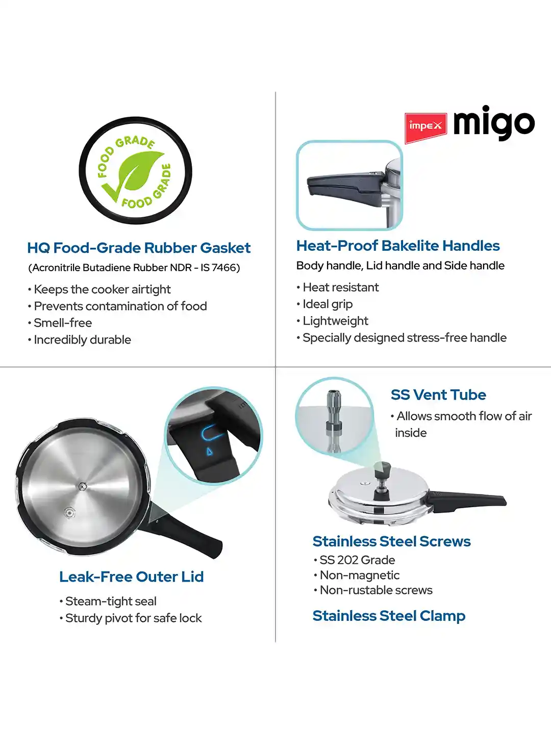 Buy IMPEX Migo Silver Aluminium Dishwasher safe Induction Outer