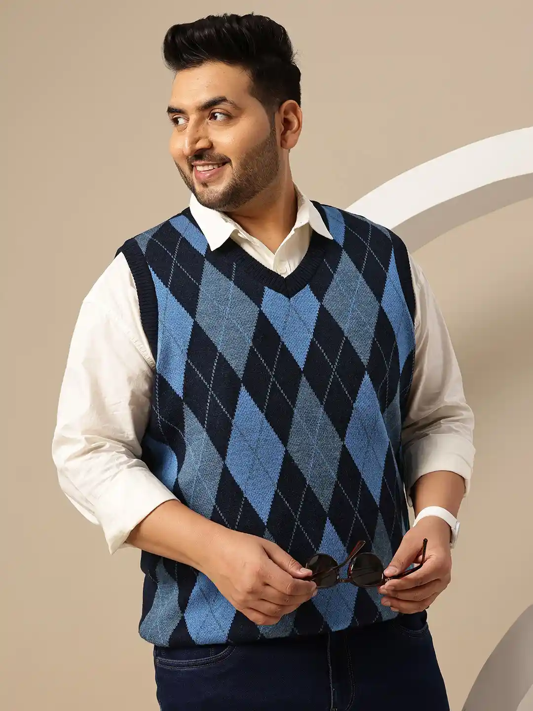 Buy Sztori Plus Size Argyle Sweater Vest Sweaters for Men