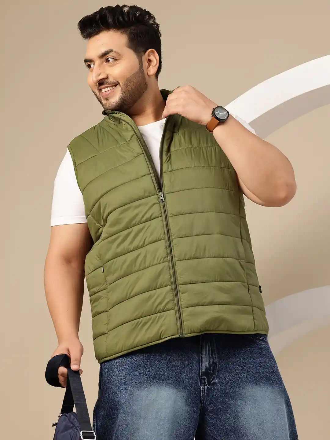 Buy Sztori Plus Size Mock Collar Gilet Jacket - Jackets for Men