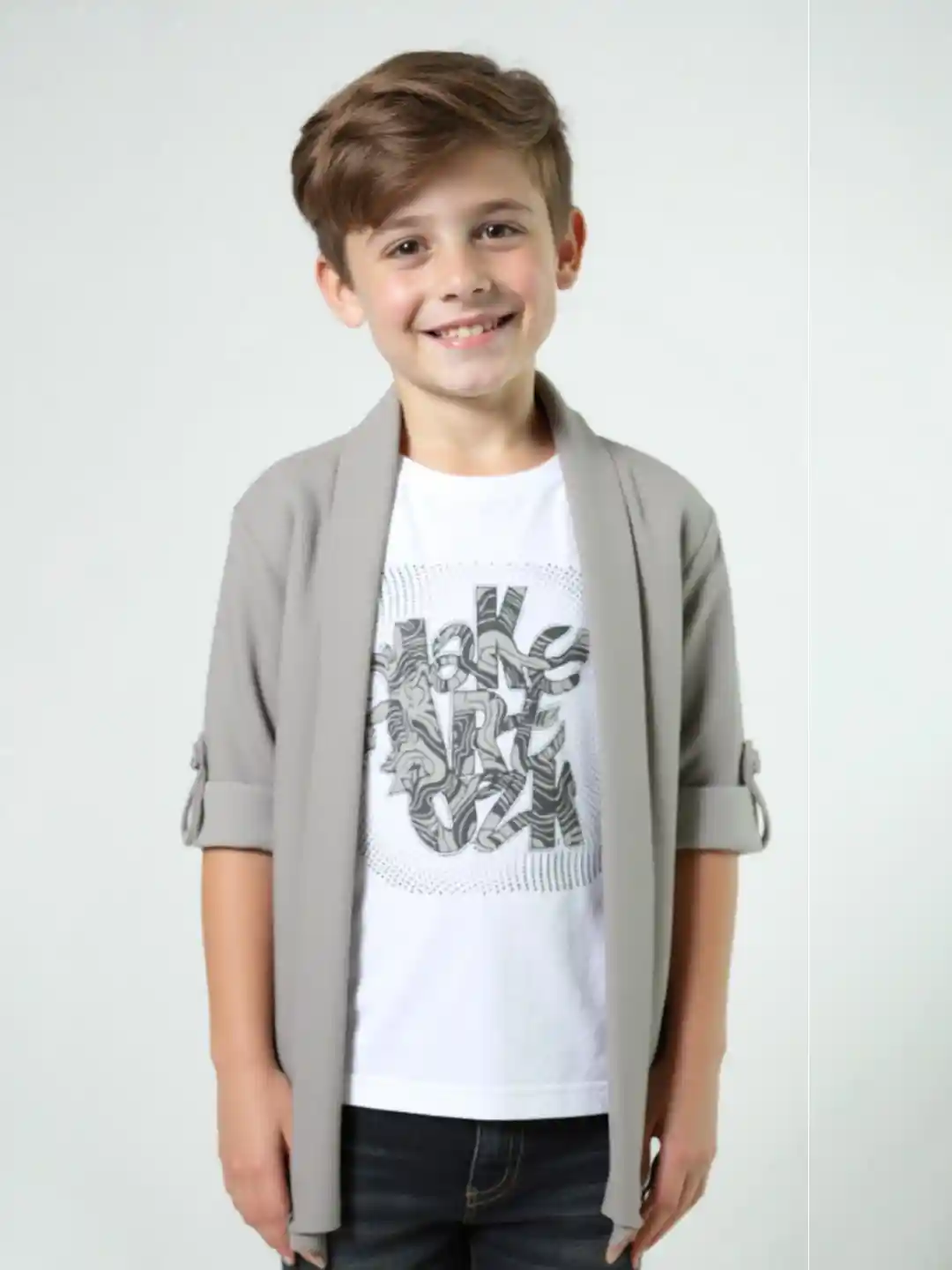 CHARCHIT Boys Lapel Shrug With T-Shirt