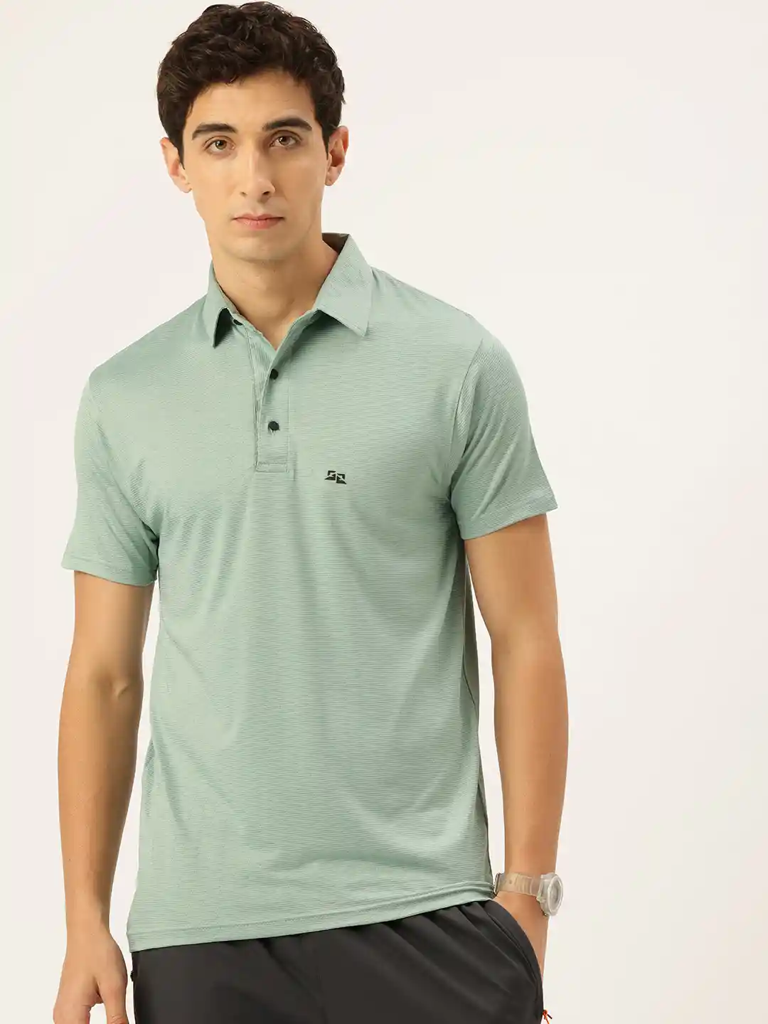 Buy FIFTY TWO Self Design Polo Collar Dri-Fit T-shirt Tshirts