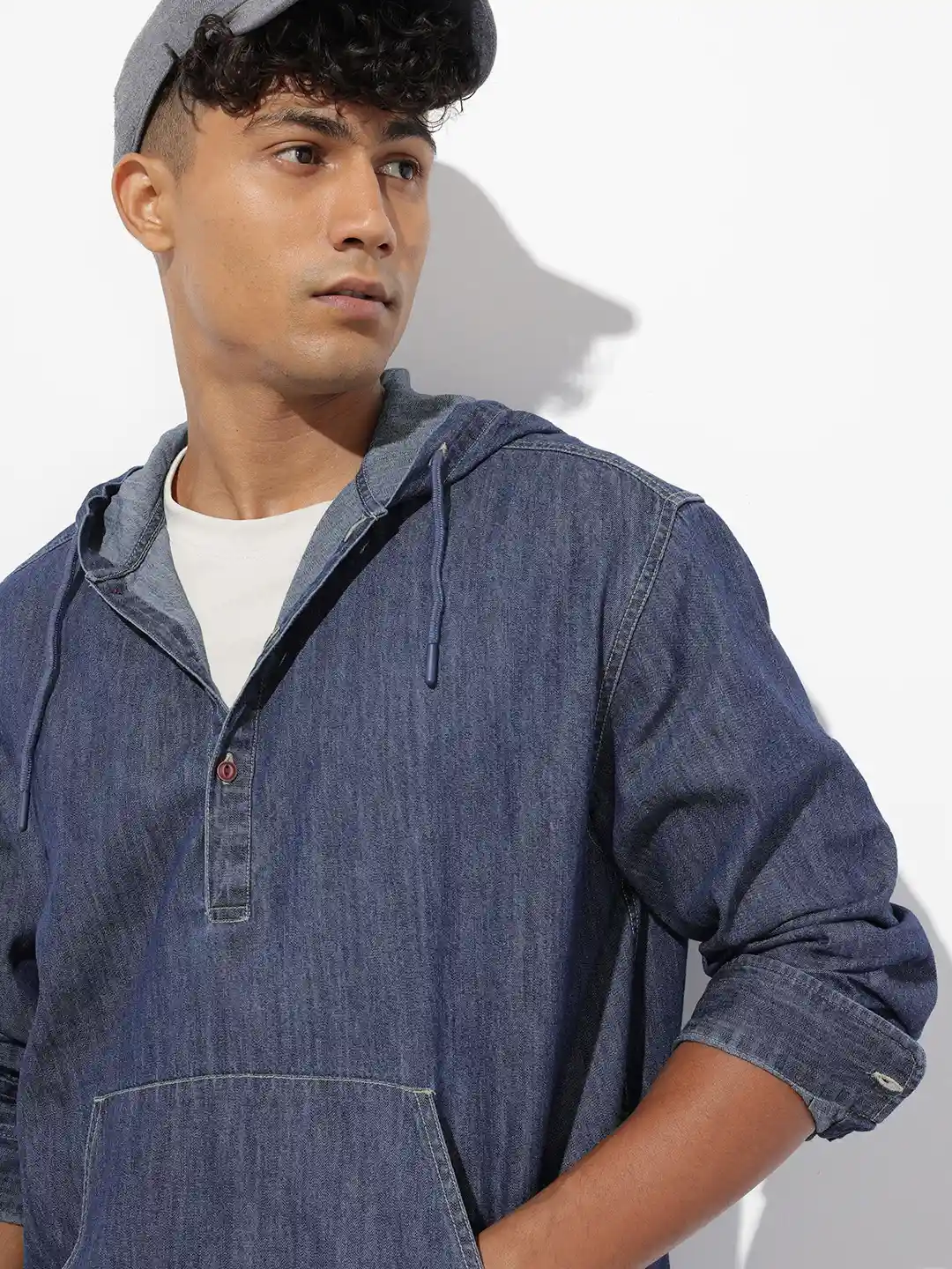 Sweatshirt Hooded Denim Shirt Mens Buy The Roadster Lifestyle Men