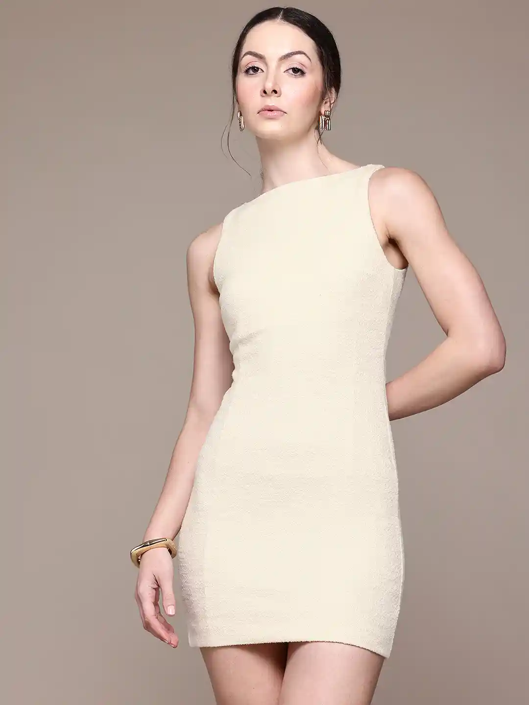 MANGO Boucle Bodycon Mini Dress