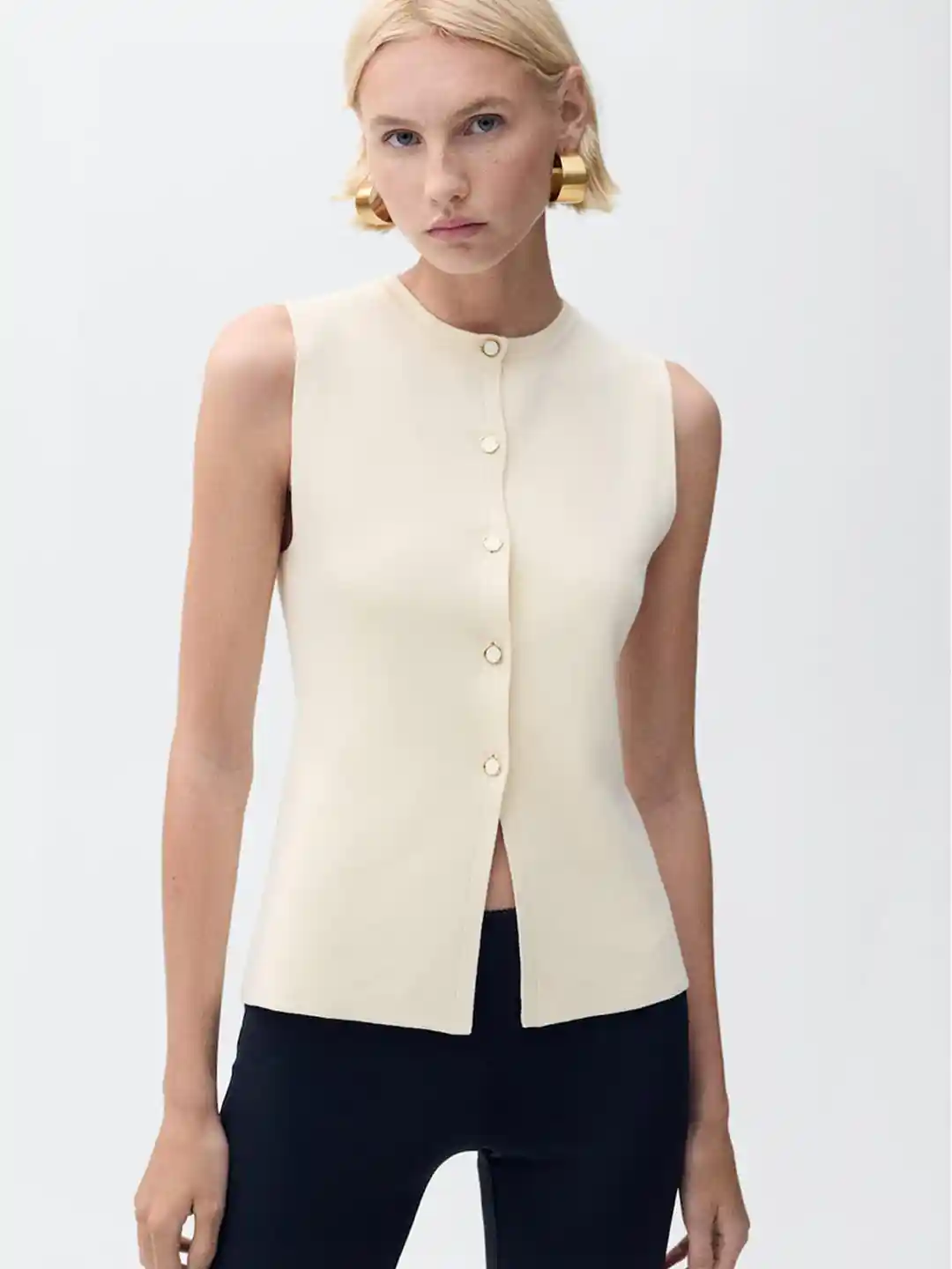 MANGO Fine Knit Waistcoat Style Top