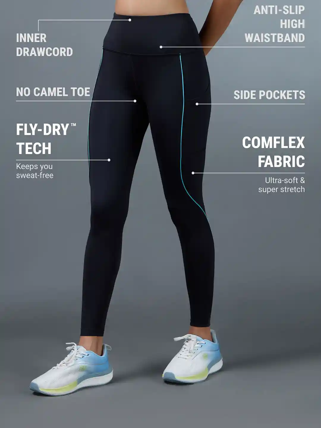 Buy CULT Women's Black Pace Up Running Tights Tights for Women