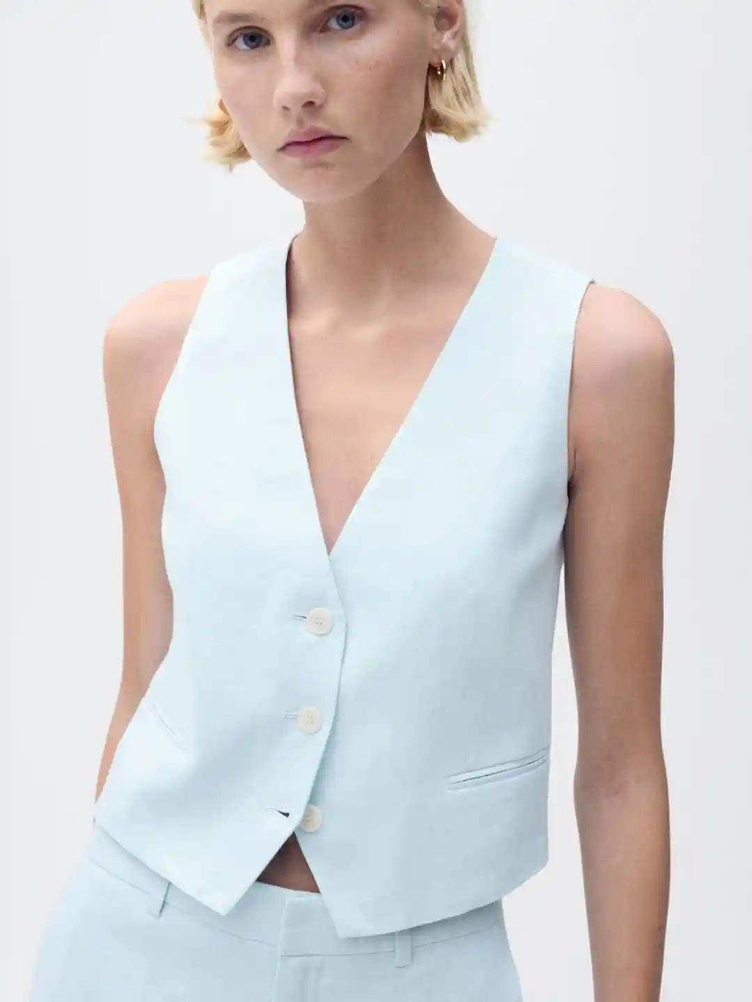 MANGO Pure Linen Single-Breasted Waistcoat