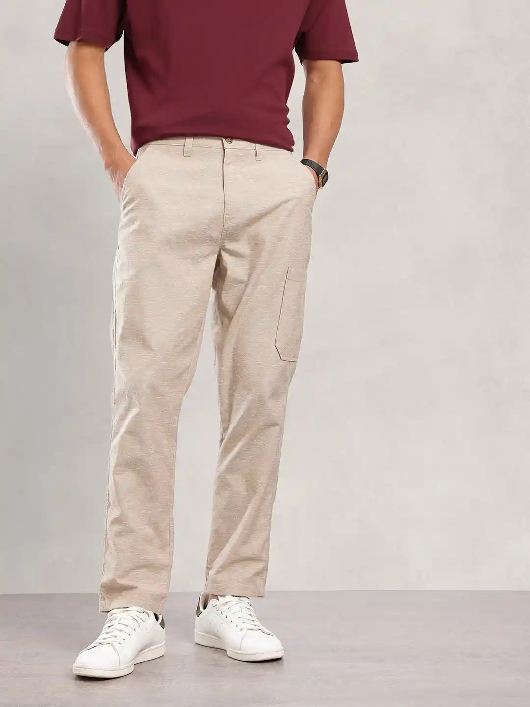 Buy Nautica Men Coastal Comfort Linen Regular Fit Trousers