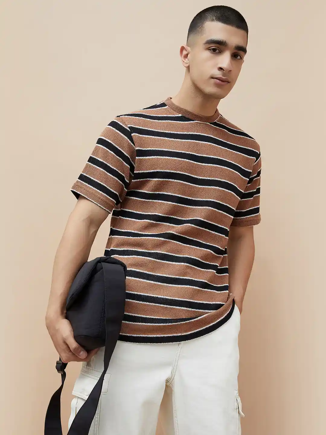 Buy Fame Forever by Lifestyle Men Striped Pockets T-shirt