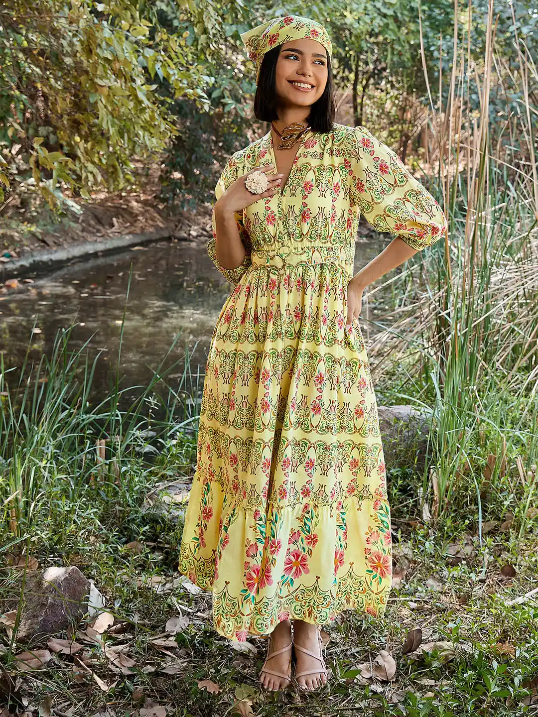 floral cotton dresses Contraste Floral Cotton Dress