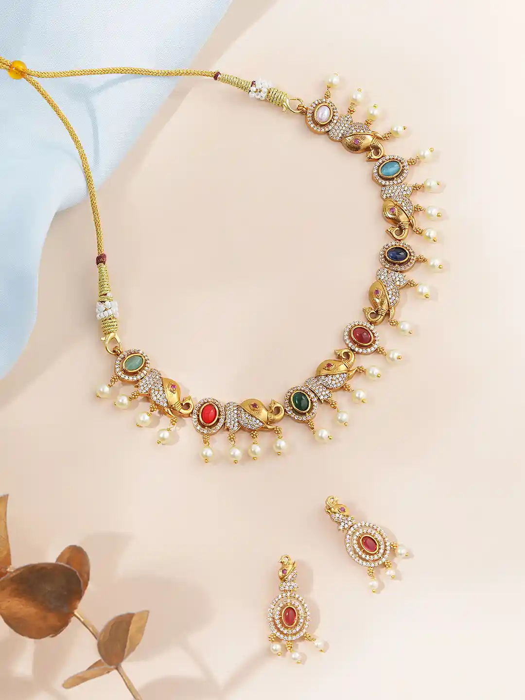 Buy Mansiyaorange Gold Plated AD Studded Jewellery Set Jewellery