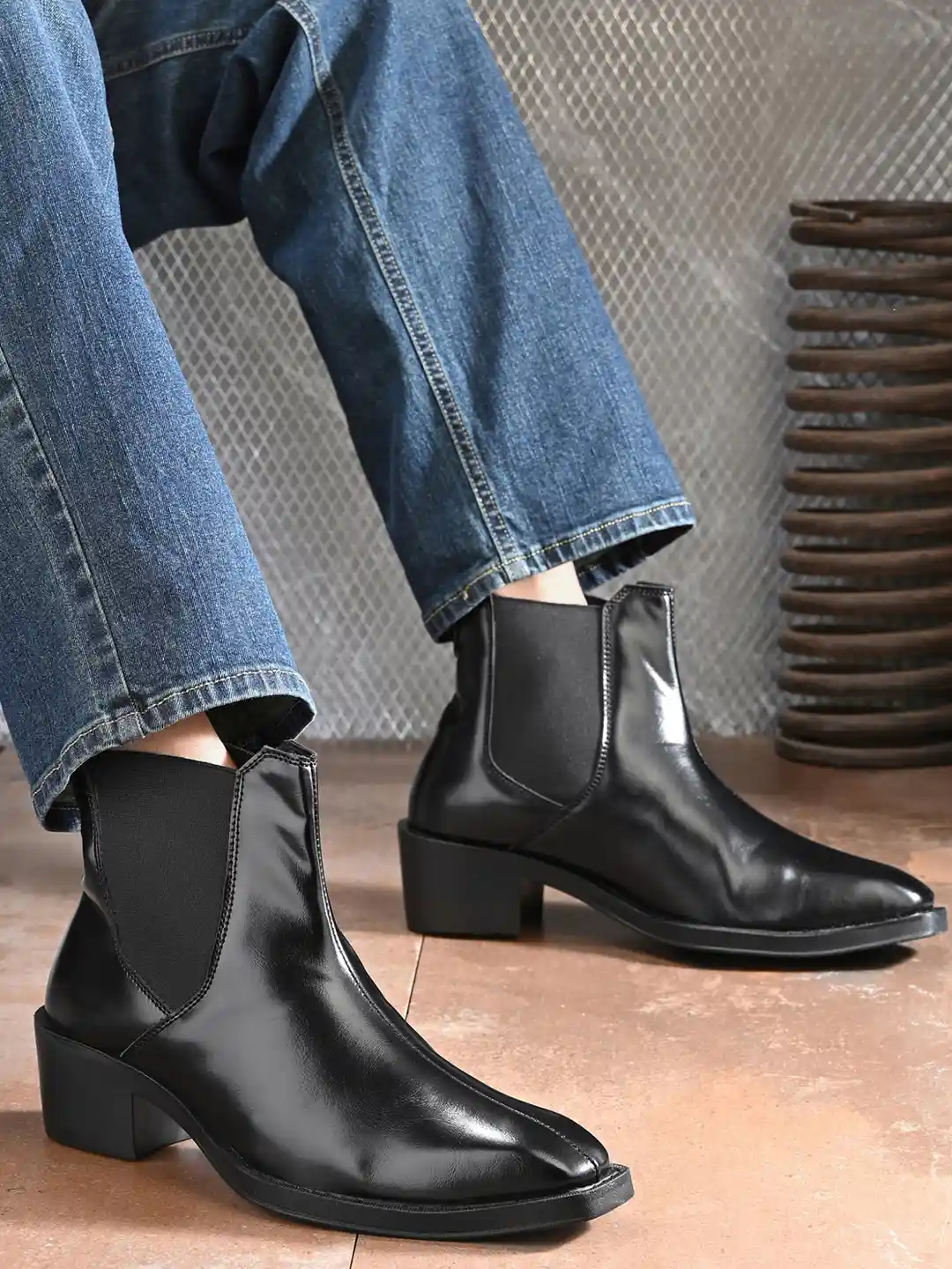 AfroJack Men Casual Block-Heeled Chelsea Boots