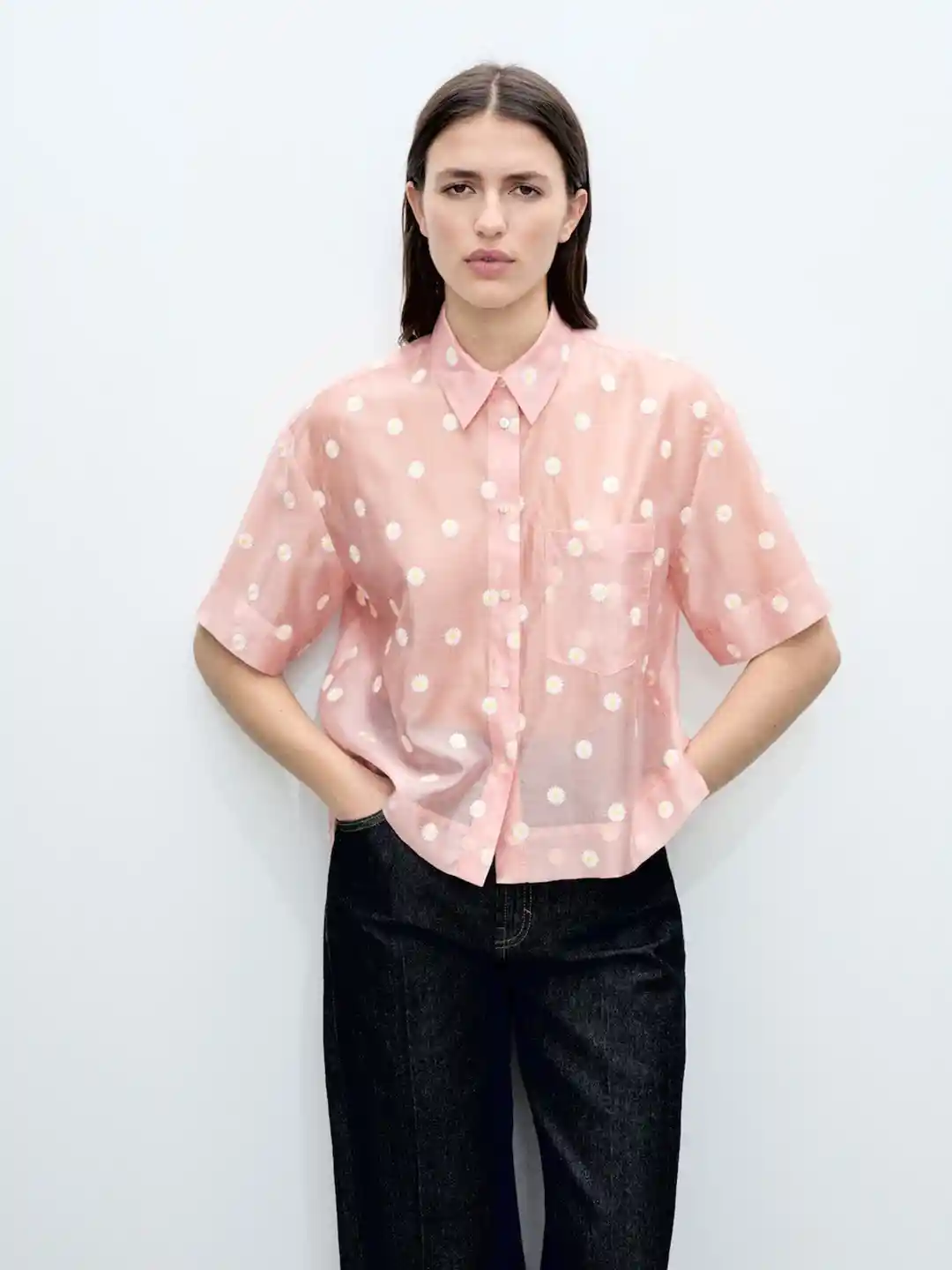Buy MANGO Floral Embroidered Sheer Casual Shirt Shirts for Women