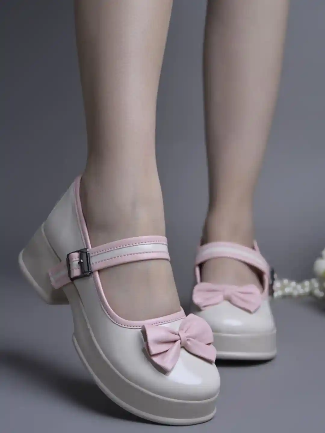 JM Looks Women Stylish Comfortable Block Heel Bow Mary Jane with Adjustable  Straps Heel