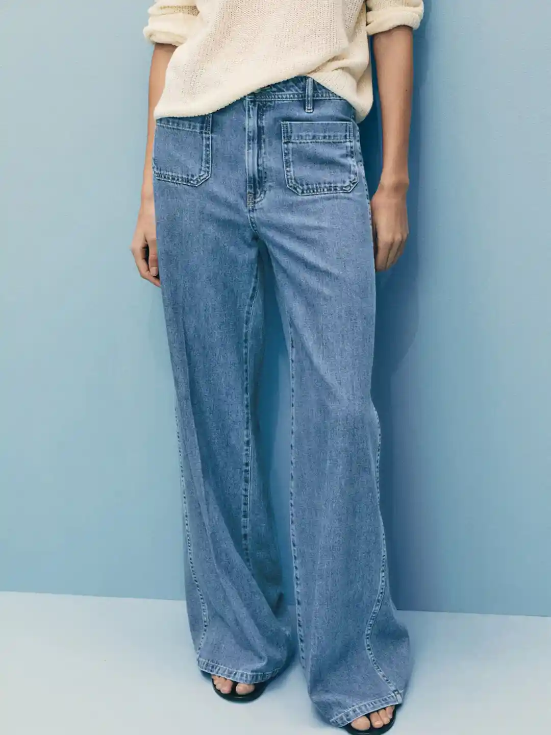 myntra jean wide leg mango