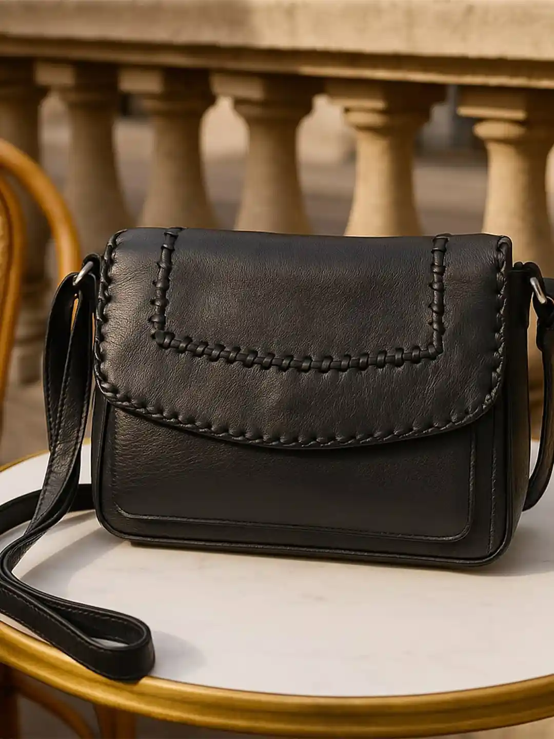 Buy SILVIANO Women Leather Structured Crossbody Sling Bag