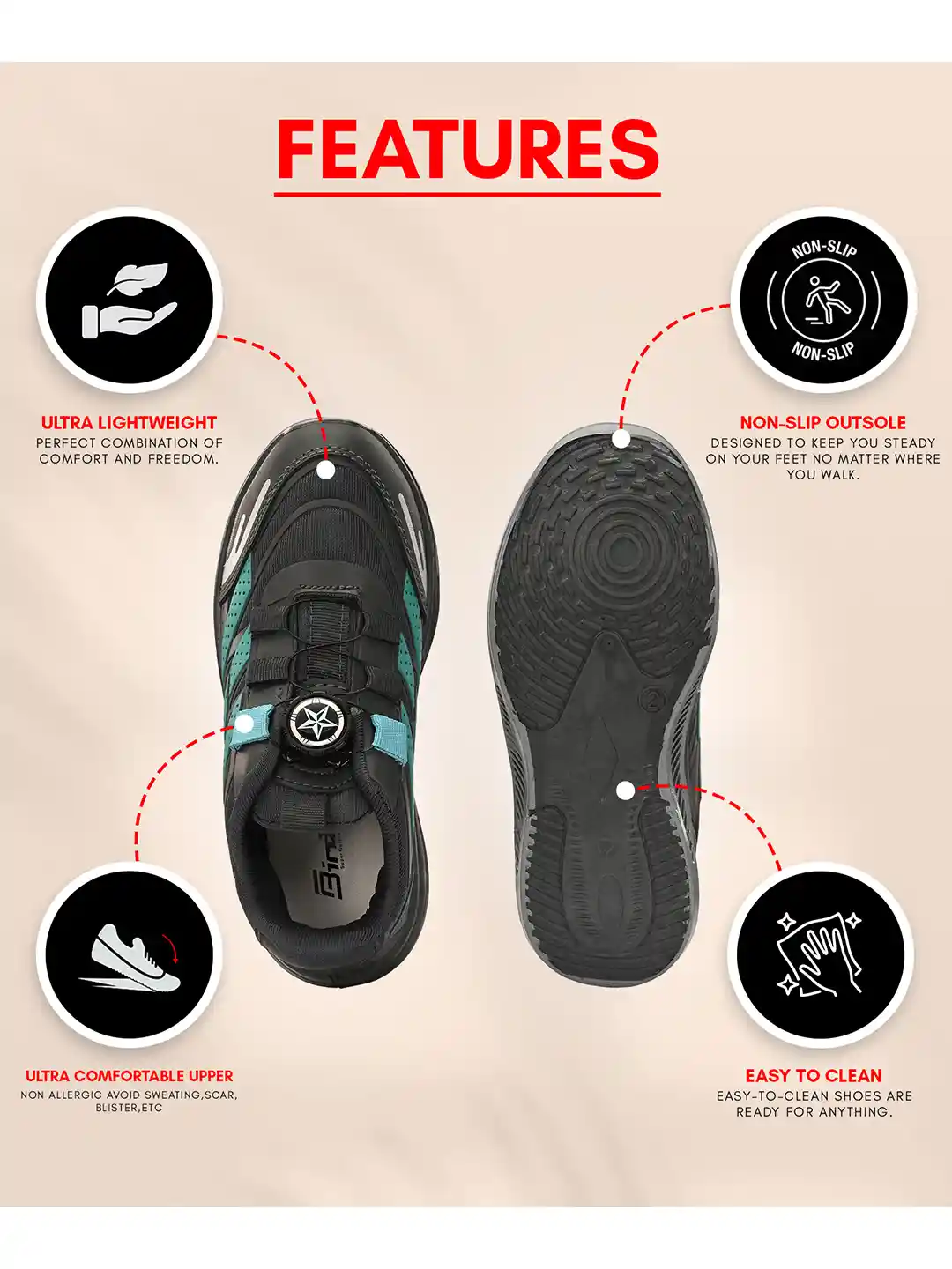 Buy BIRDE Boys Non-Marking Walking Advanced Chassis Shoes - Sports