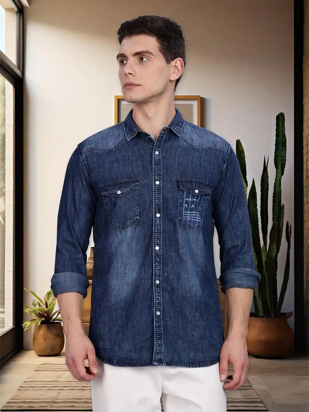Buy Kuons Avenue Men Denim Smart Regular Fit Shirt Shirts for