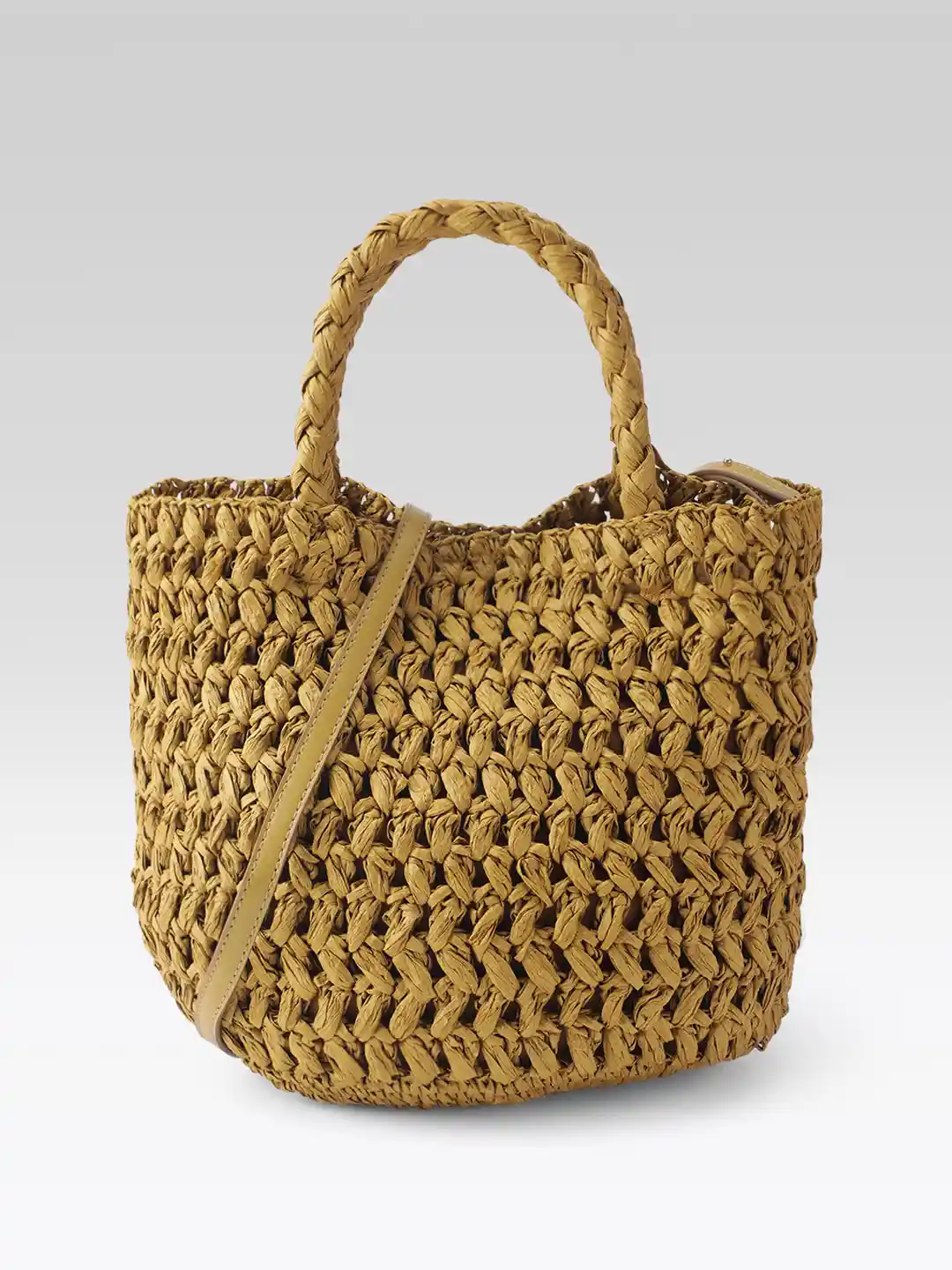 Buy MANGO Basket Weave Natural-Fibre Handheld Bucket Bag