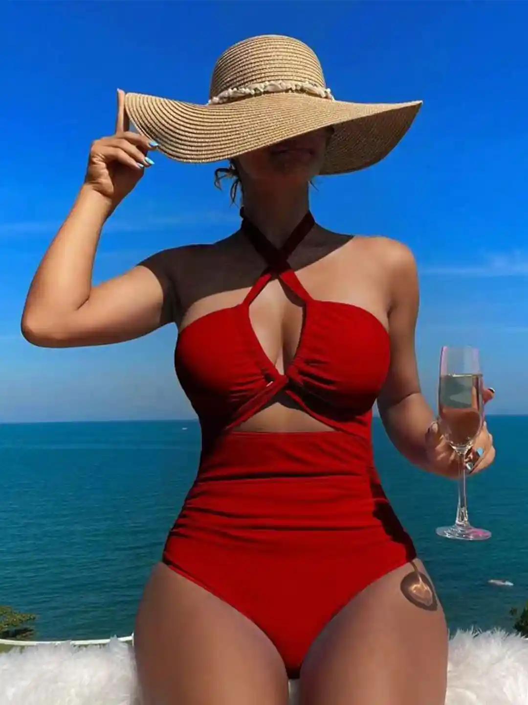 Buy DressBerry Halter Neck Bodysuit Swimwear for Women 33628794