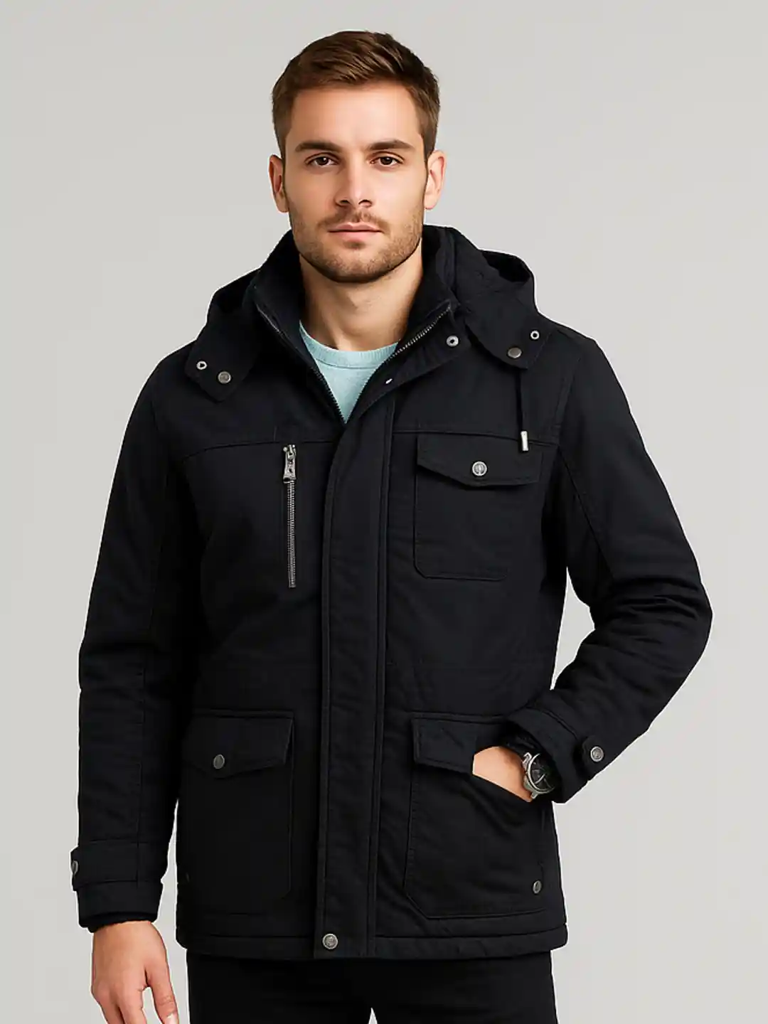 Buy L'monte Men Solid Hooded Insulated Winter Parka Jacket with