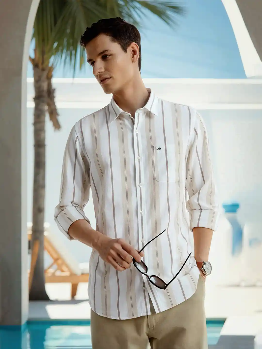 Buy Peter England Casuals Men Slim Fit Striped Casual Shirt