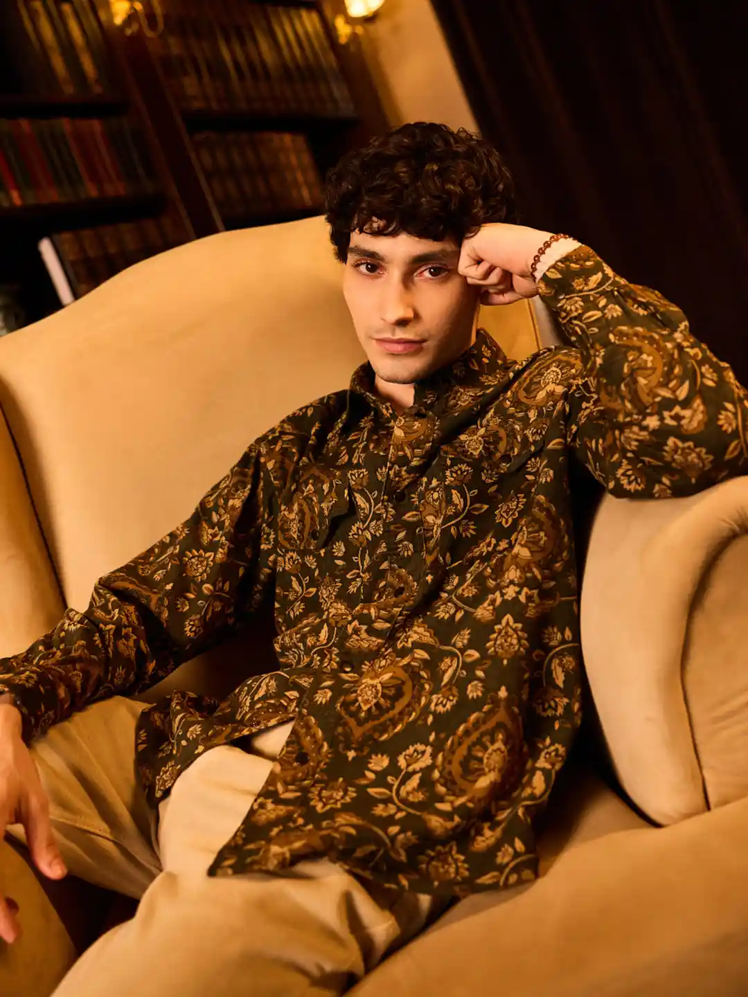 50s Brent print corduroy shirt 絣柄 Buy Printed Corduroy Shirt