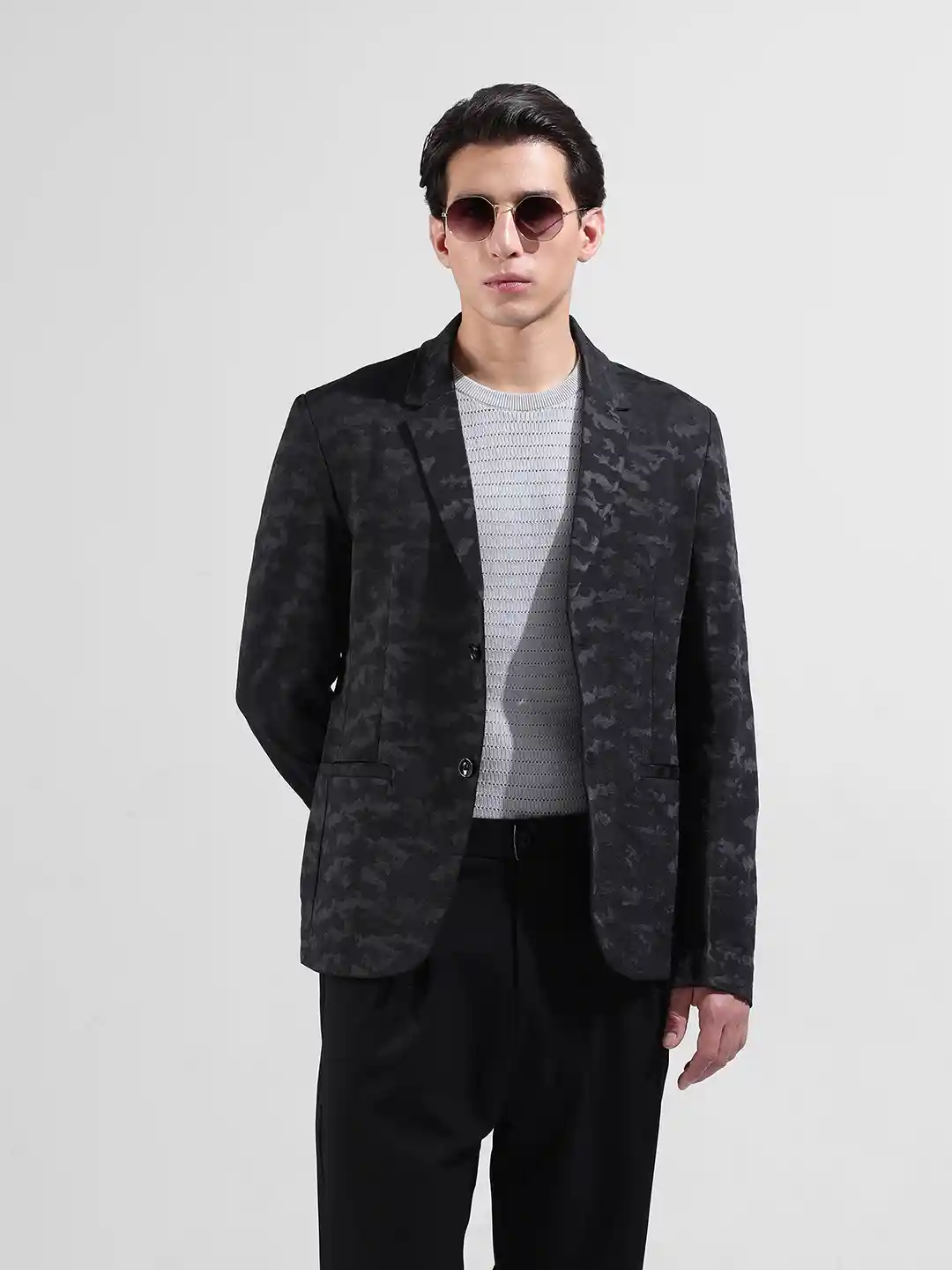 The Indian Garage Men Comfort Fit Camouflage Formal Blazer