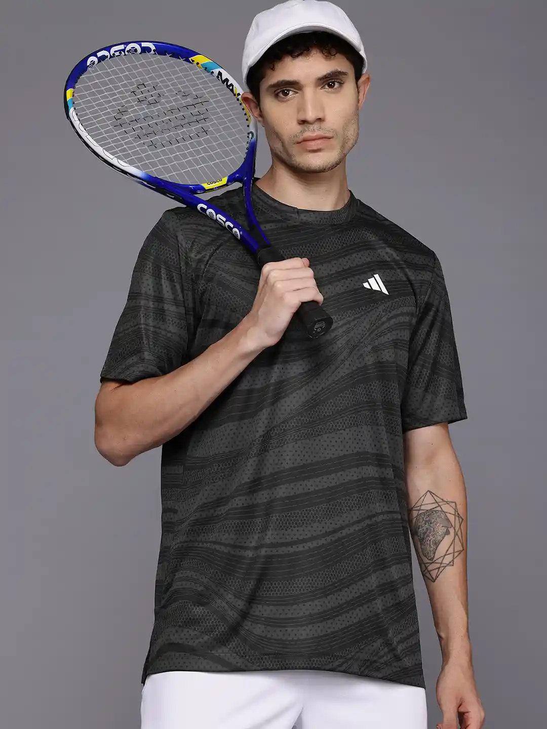 Buy ADIDAS Men Club Tennis Climacool Geometric Printed T-shirt