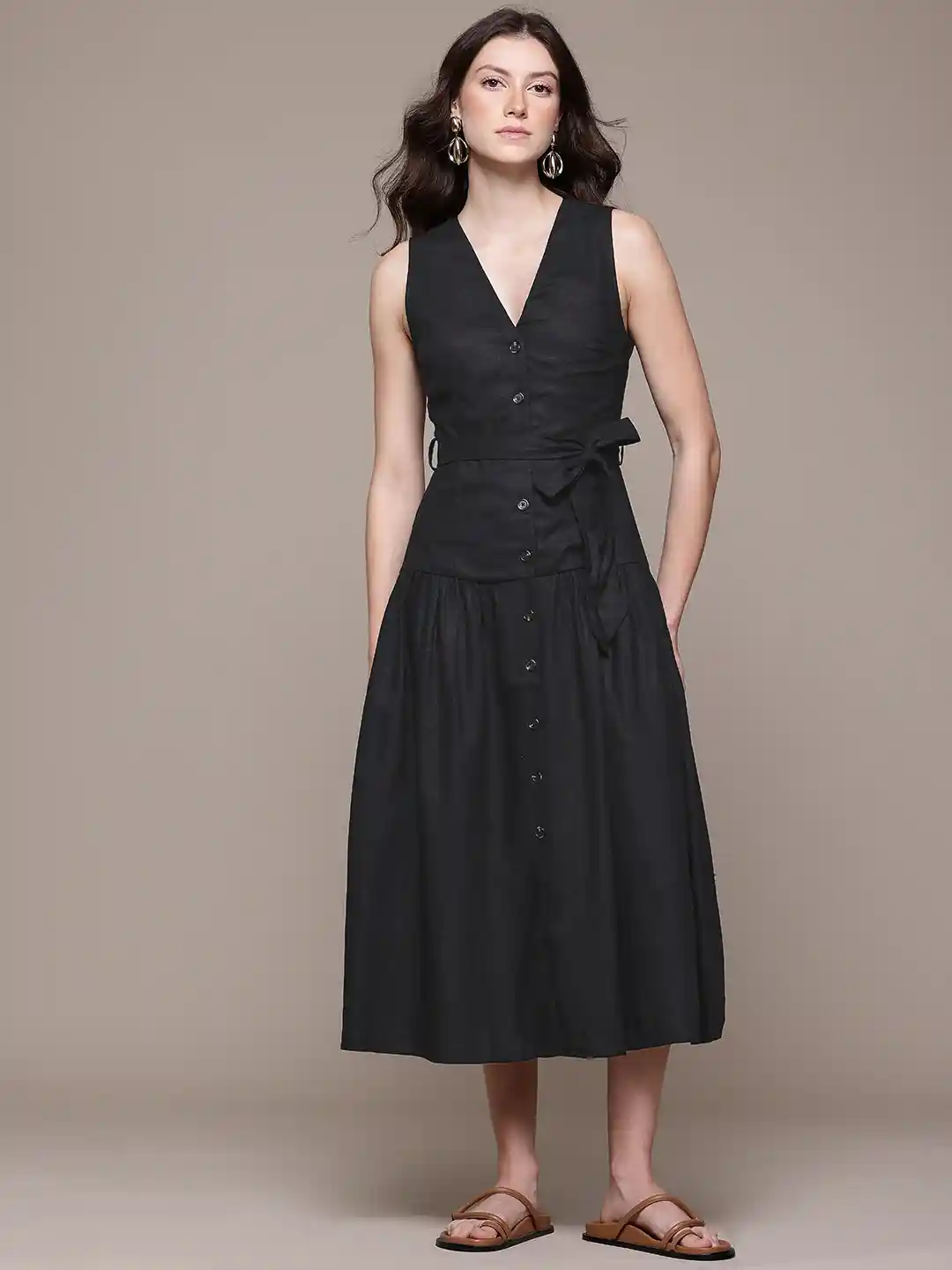 Ladies Dresses Mango Belt Floral Dress Long Floral-print Dress