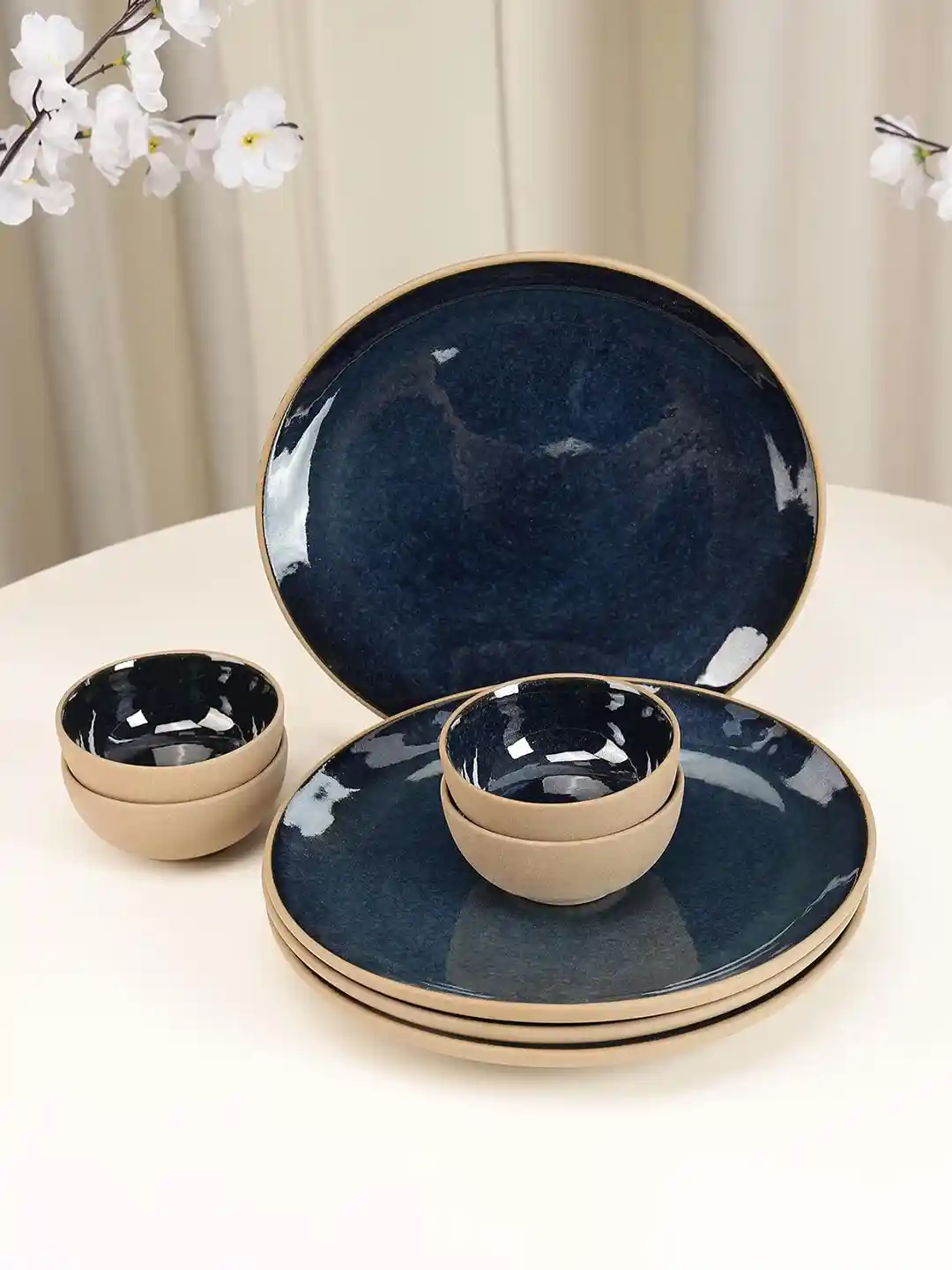 Buy THE WHITE SPACE LIVING Reactive Glaze Navy Blue Solid