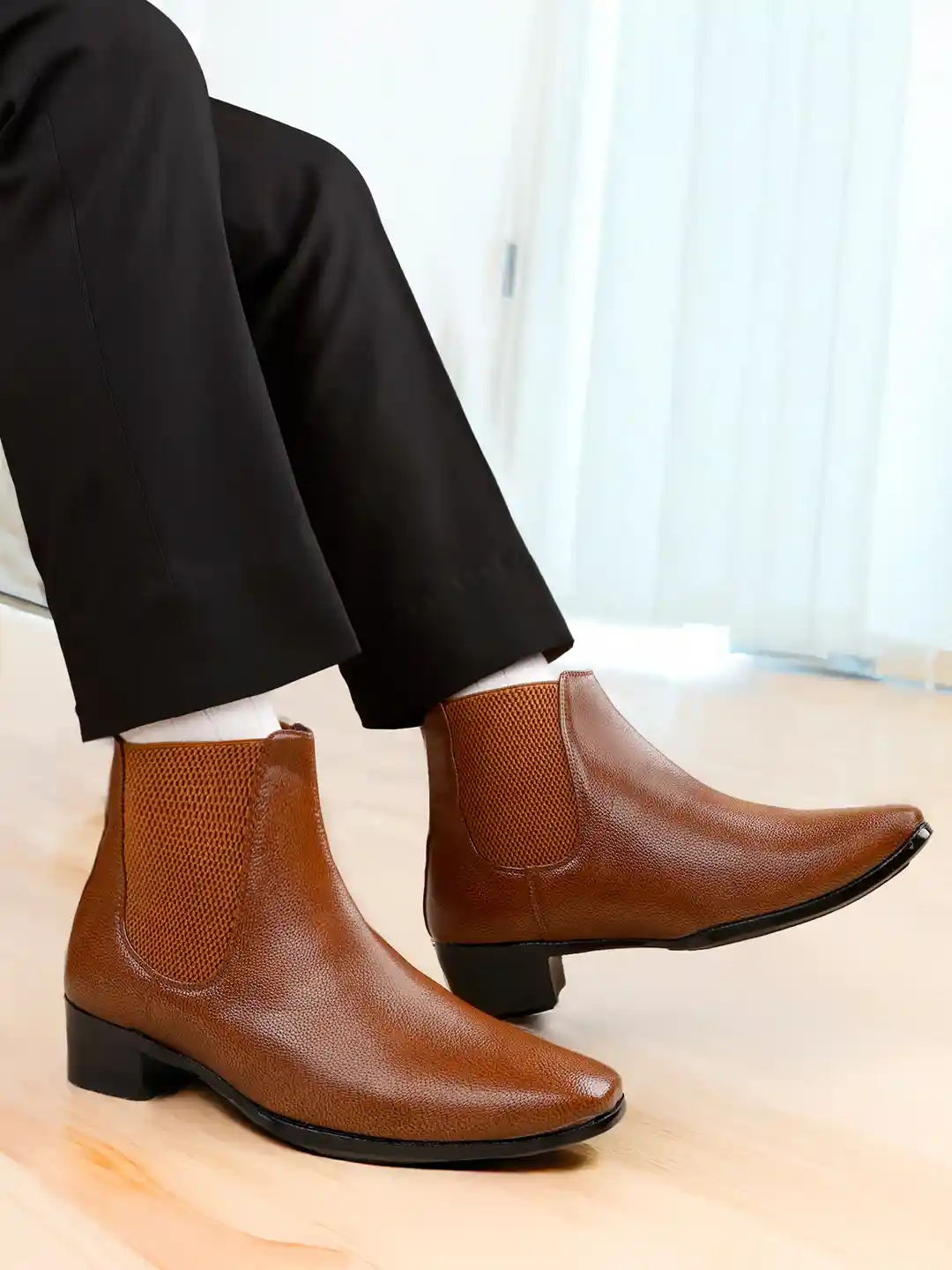 Bxxy Men Heel Height Increasing Casual Party Wear Chelsea Boot On Cuban Sole