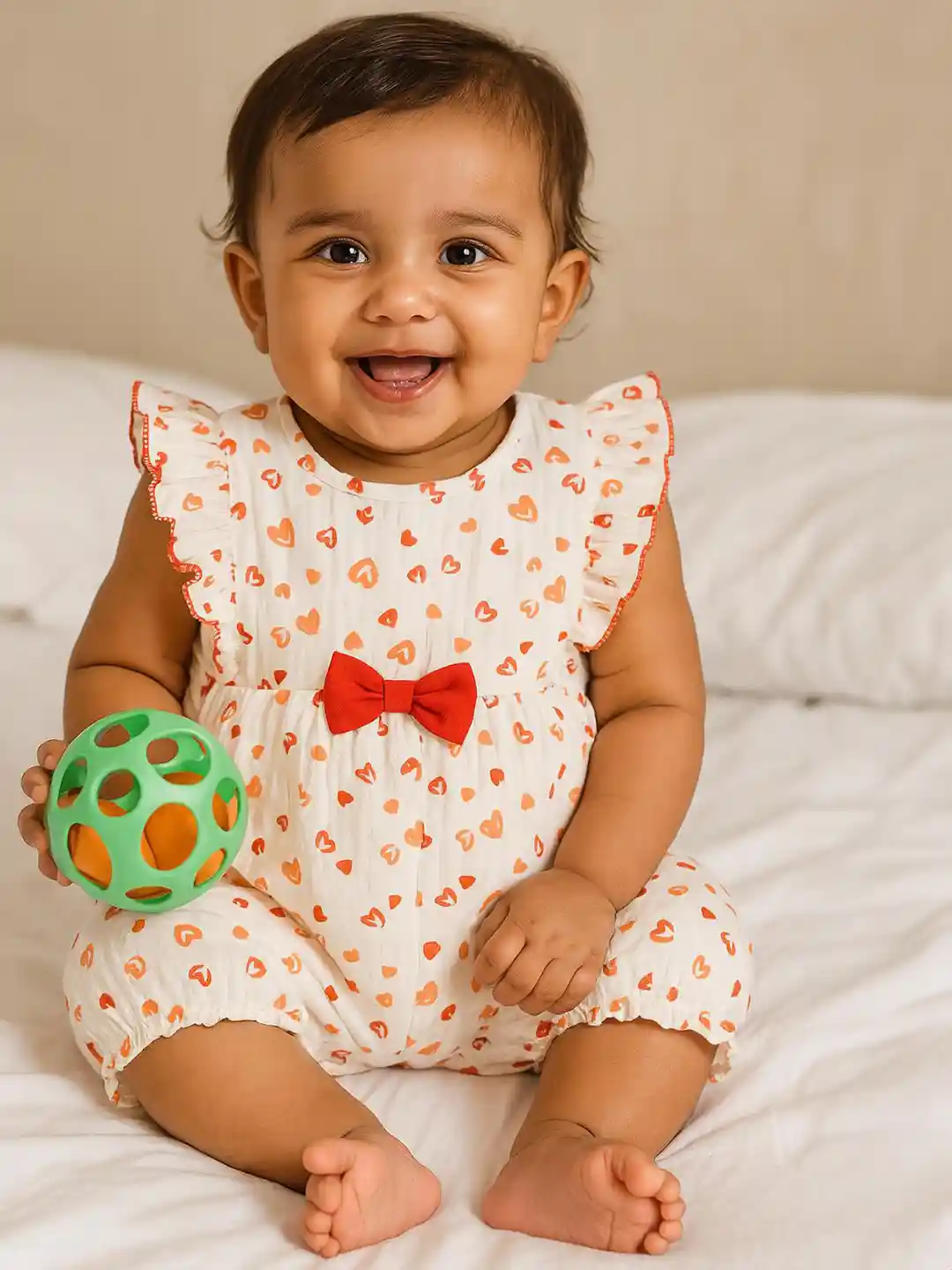 Buy MeeMee Kids Hearts Printed Cotton Rompers Rompers for Unisex