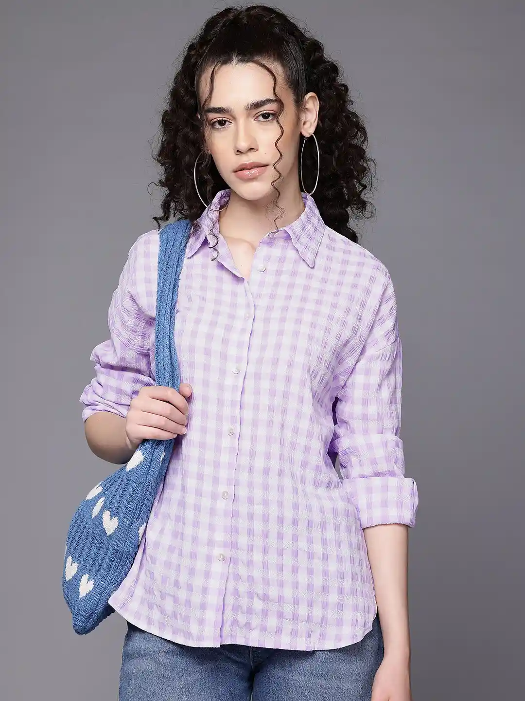 Freehand by The Indian Garage Co Women Checked Textured Casual Shirt