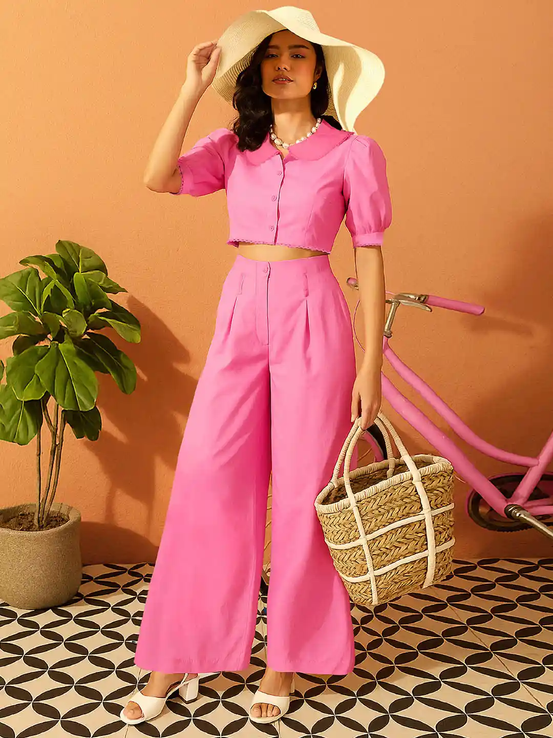 Buy Pink Paprika by SASSAFRAS Peterpan Collar Top With Flared