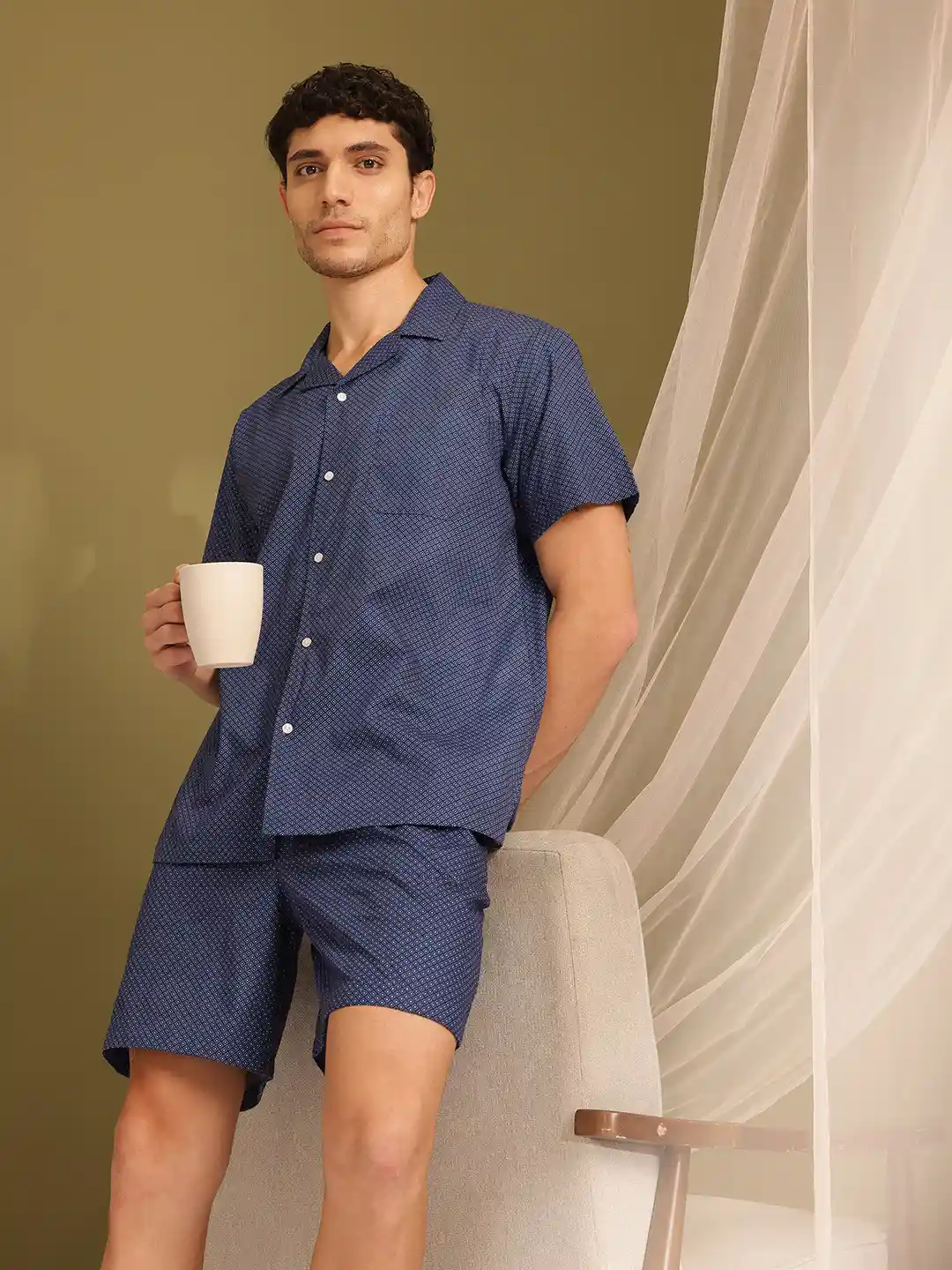 Night Suit Mens Cotton Nightwear Shorts Men Pure Cotton Half Upper