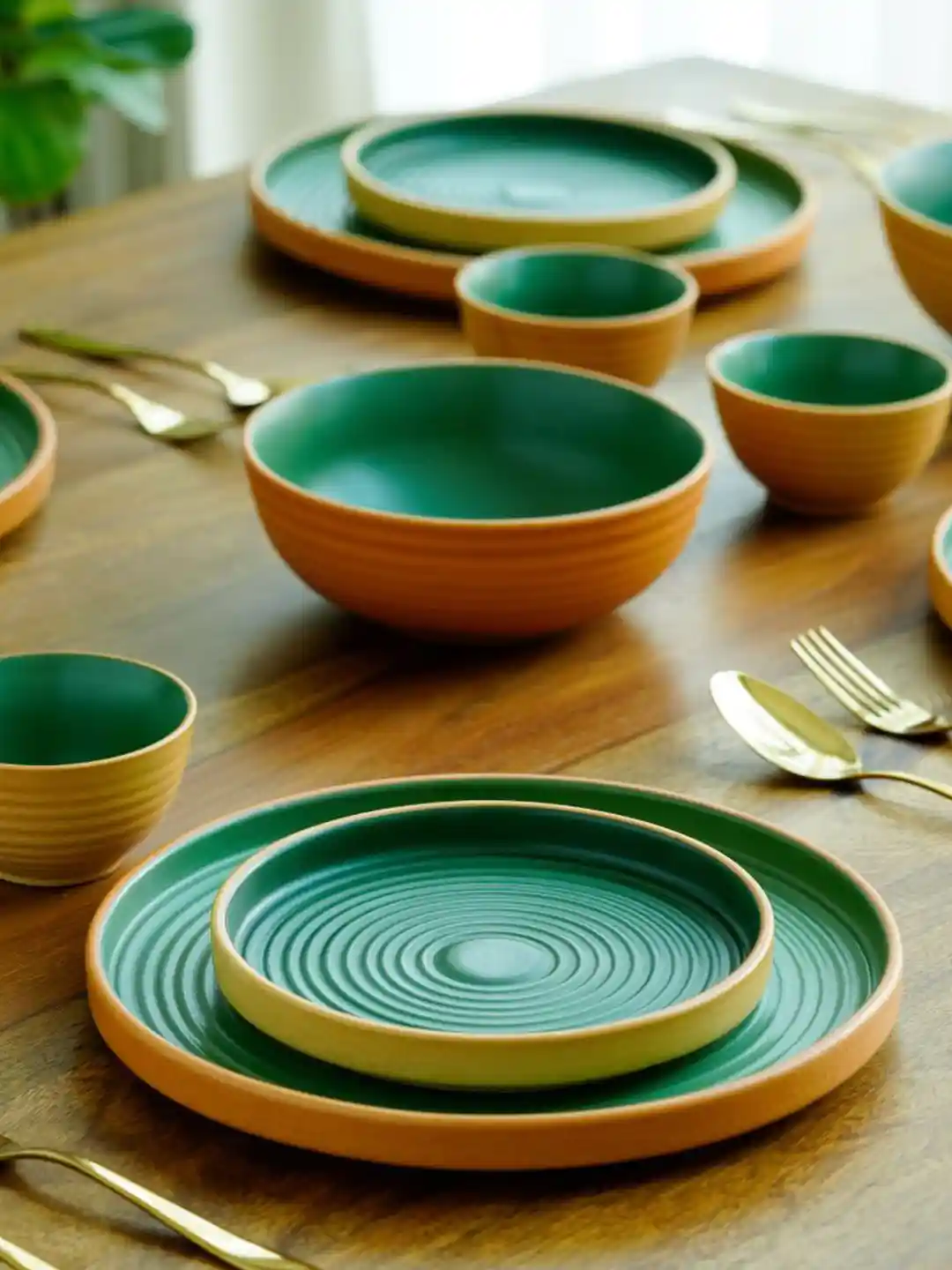 Stoneware Place Dinner Set SHAY Japandi Collection Klay Green