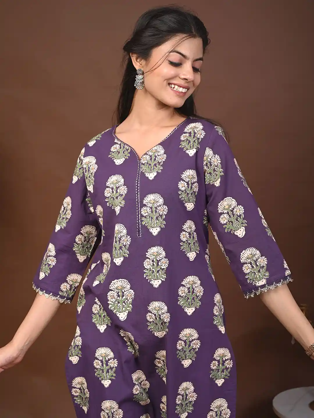 Buy Rimeline Women Floral Printed Festive Cotton Straight Kurta