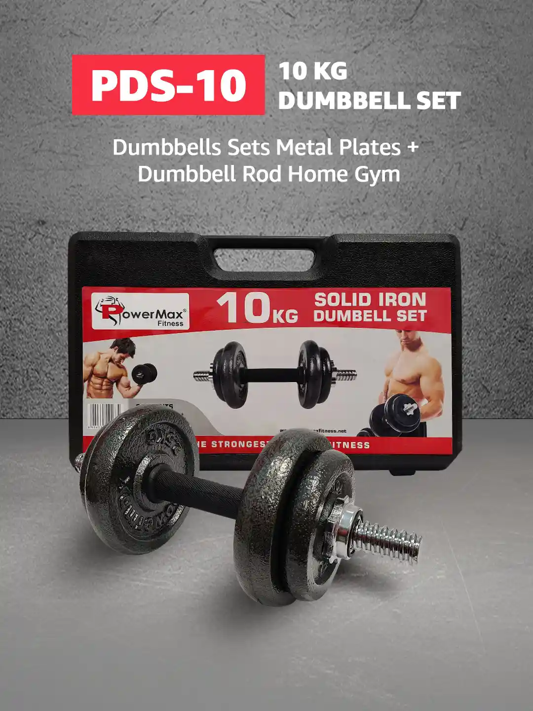 PowerMax Fitness PDS-10 Adjustable Coated Iron Dumbbell Set 10 Kg