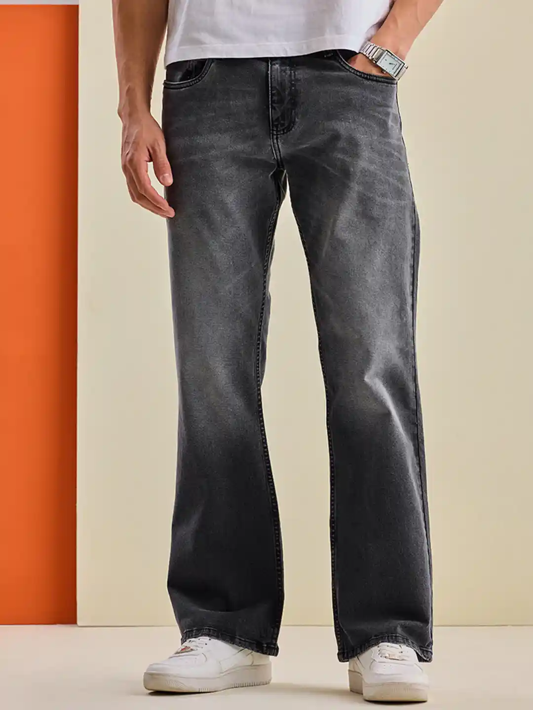 Stretchable Jeans Gray Bootcut Jeans Mens Men's Grey Bootcut Loose
