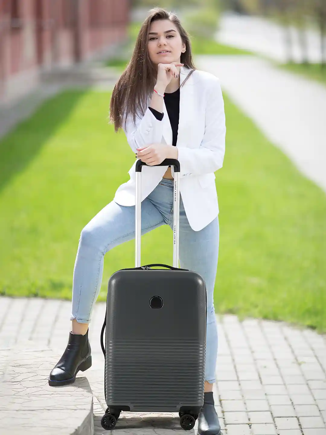 DELSEY PARIS MARINA Large Check-in Expandable Suitcase Hard-Sided  Anthracite Polycarbonate Trolley with TSA Lock