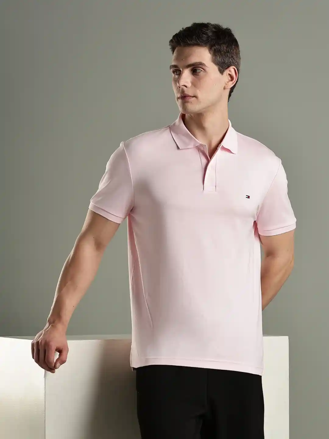 Tommy Hilfiger Men Solid Polo Collar Cotton T-shirt