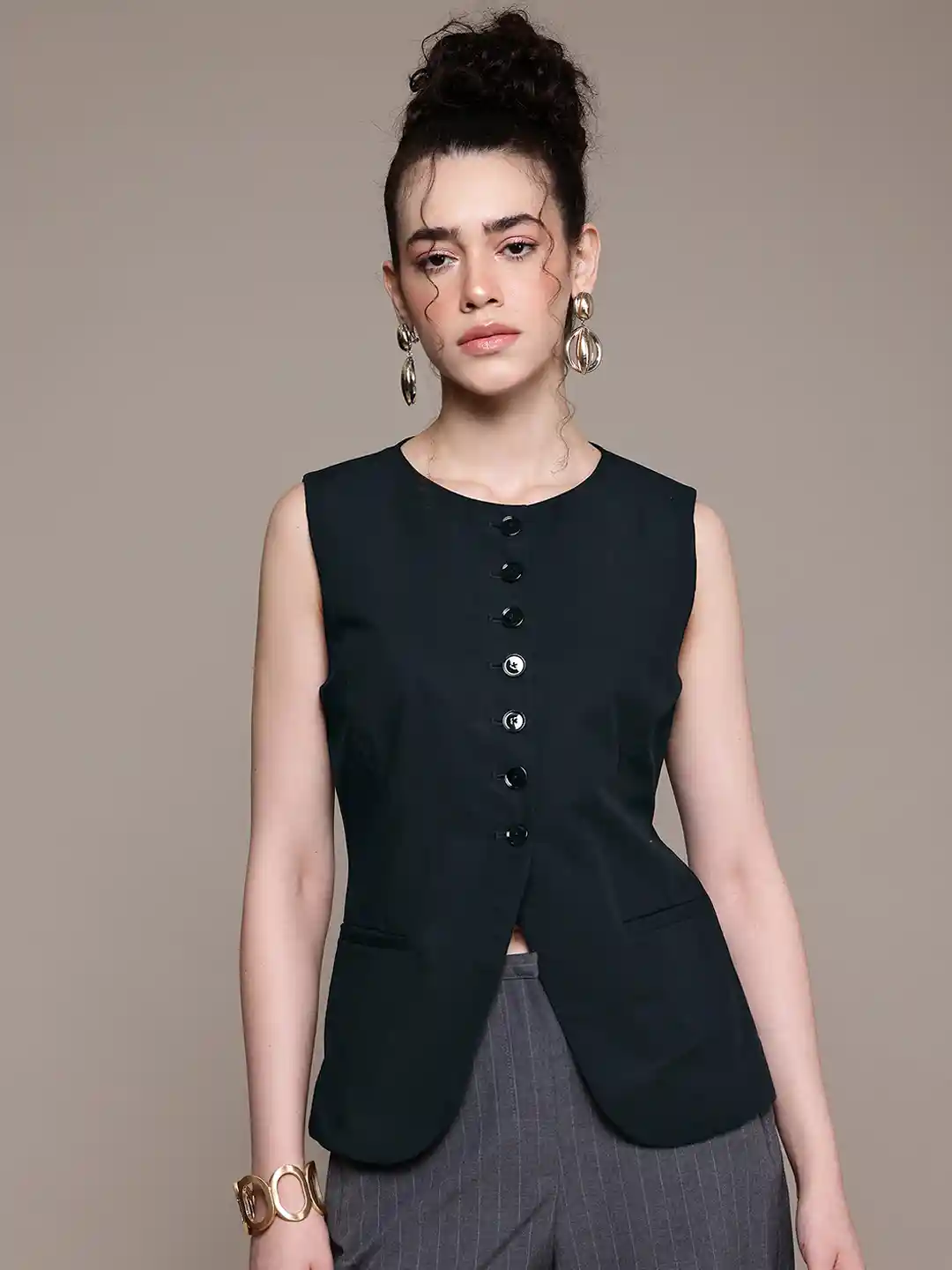 MANGO Solid Smart Casual Waistcoat