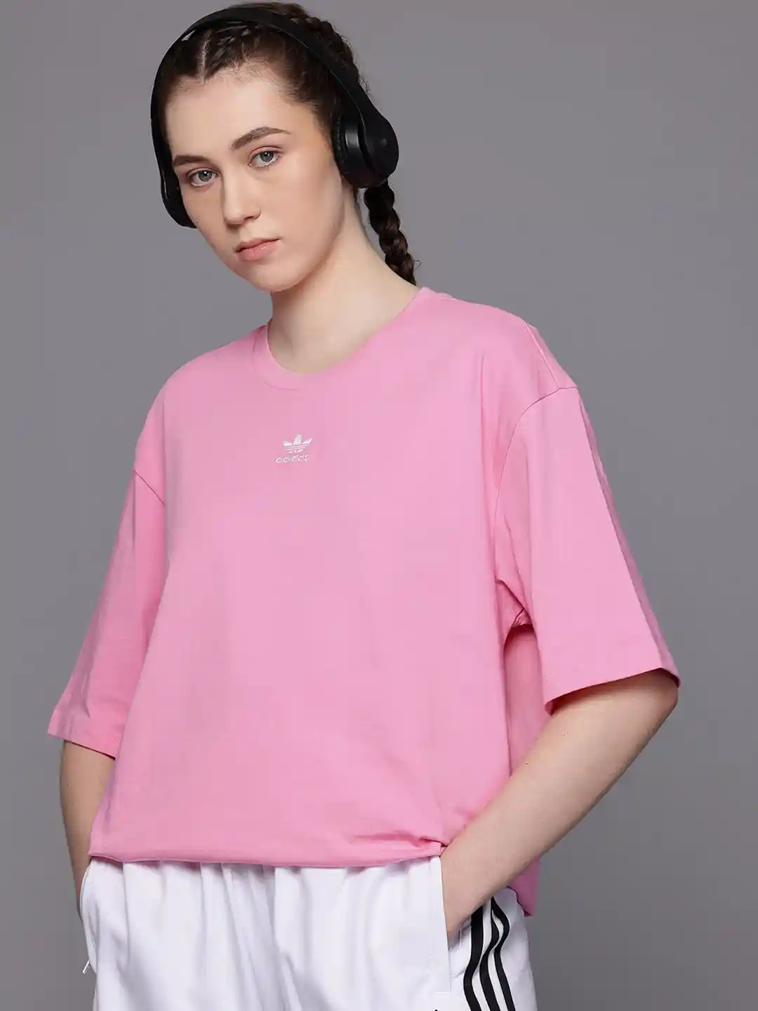 ADIDAS Originals Drop-Sleeves Pure Cotton Essential Oversized Longline  T-shirt