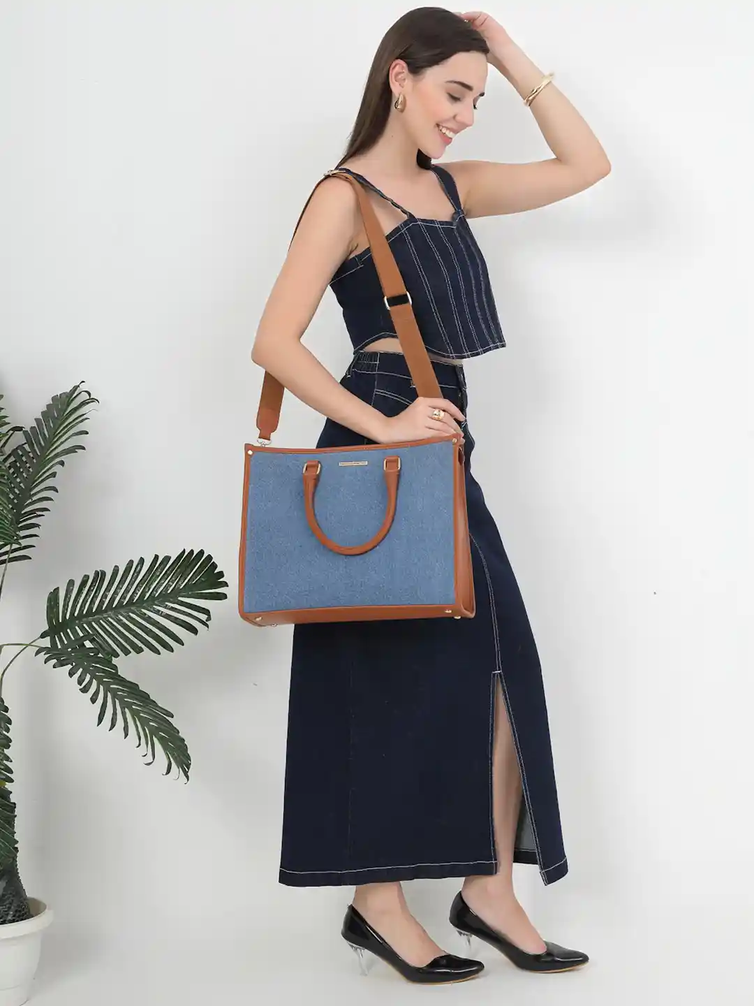 Buy French Connection Women Denim Solid Structured Tote Bag