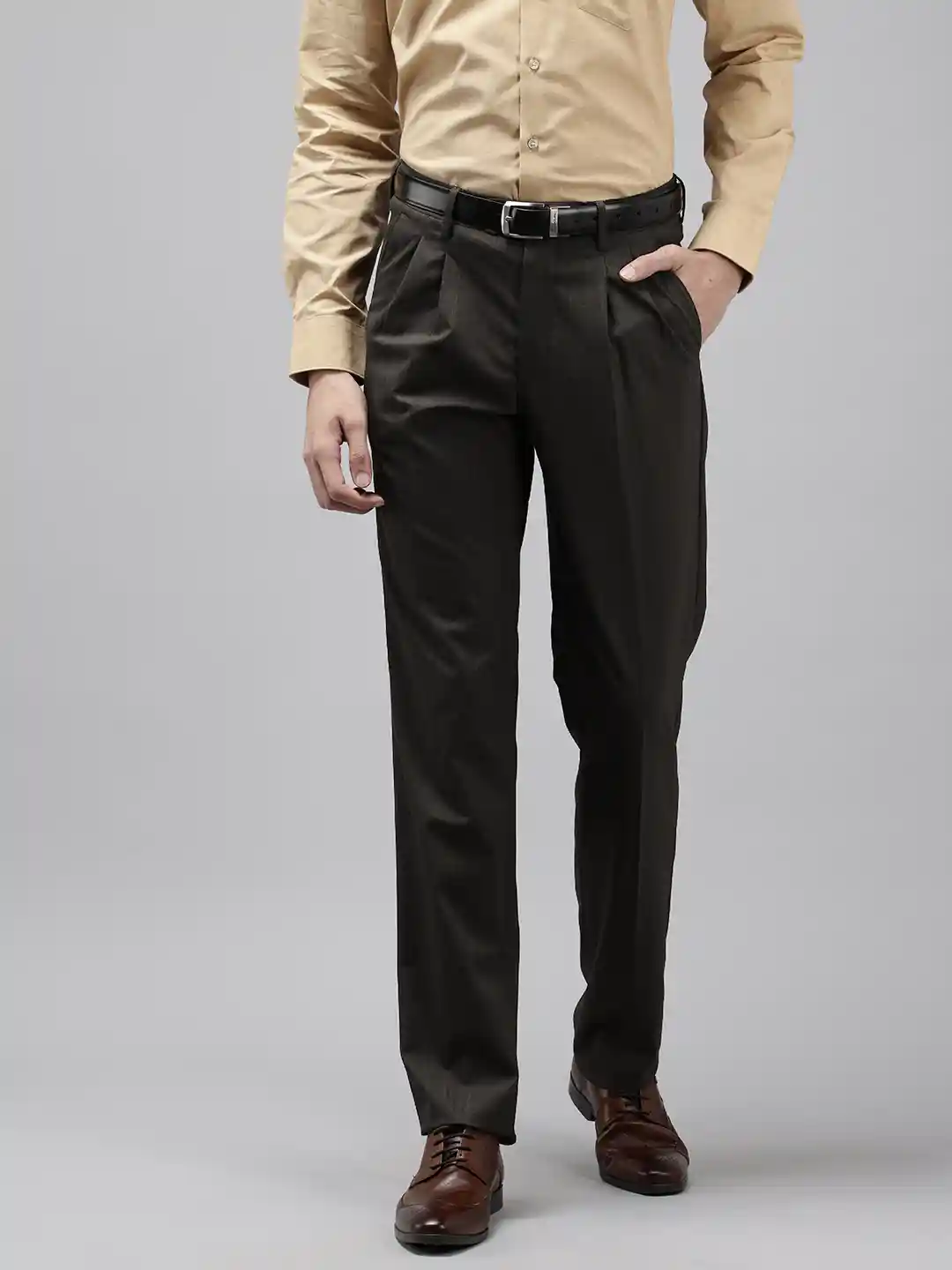 Van Heusen Men Custom Fit Pleated Trousers