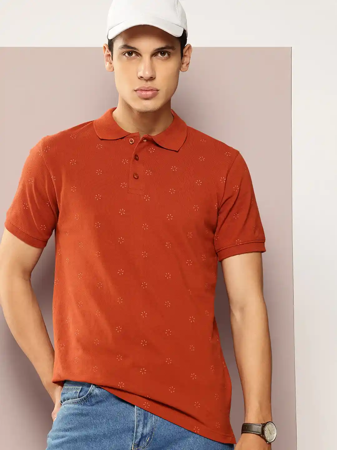 Buy FROSEN FOX Printed Polo Collar T-shirt Tshirts for Men