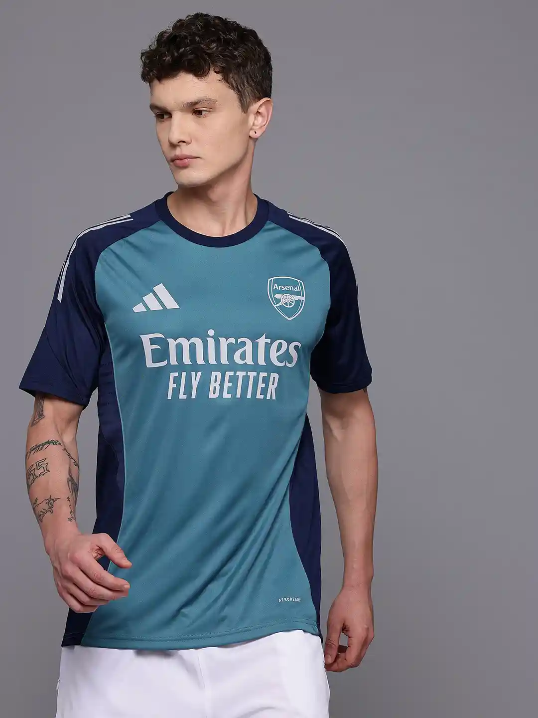 ADIDAS Men Printed Arsenal Slim Fit Football Training Jersey T-shirt
