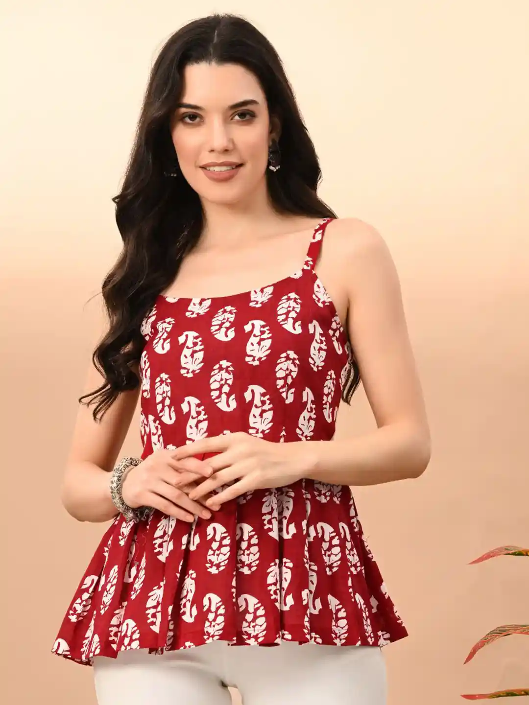 Buy Anouk Rustic Paisley Printed Pure Cotton Anarkali Kurti